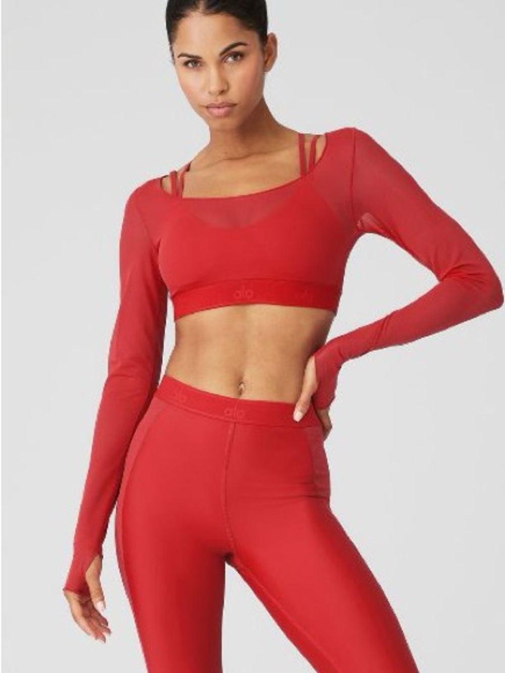 Alo Yoga Airlift Ballet Dream Mesh Long Sleeve Bra Top